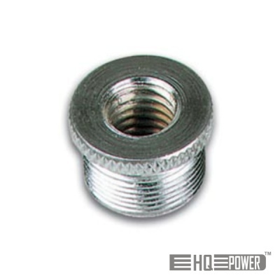 Adaptador metálico prateado com roscas internas e externas