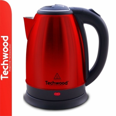 Chaleira elétrica vermelha e preta Techwood com base