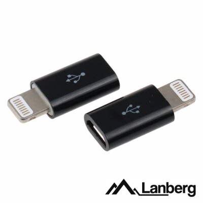 Adaptadores de ligação USB pretos Lanberg com símbolos USB visíveis