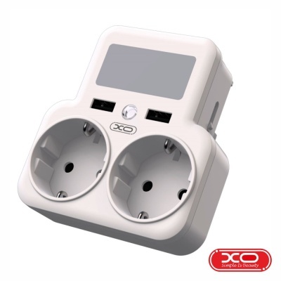 Ficha Elétrica Adaptadora 2x Schuko 2x USB-A C Interruptor