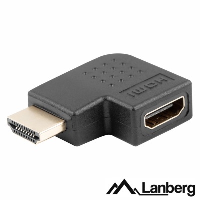 Adaptador HDMI Lanberg em ângulo de 90 graus com conectores macho e fêmea