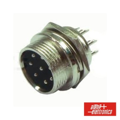 Conector circular macho metálico com 5 pinos e rosca externa