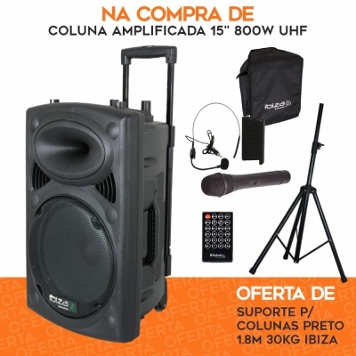 Coluna amplificada preta de 15