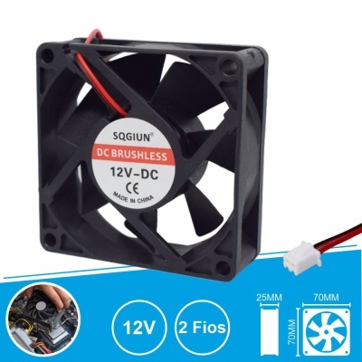Ventoinha 12V 70x70x25mm 2 Fios