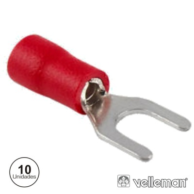 TERMINAL FORQUILHA ISOLADO 4.3MM 10X VERMELHO BLISTER