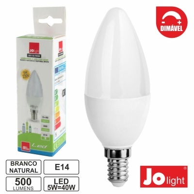 LÂMPADA E14 5W 230V DIMÁVEL LED VELA 4000K 500LM