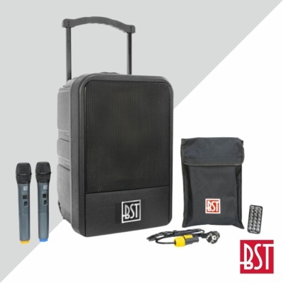 Sistema de som portátil com microfones e acessórios