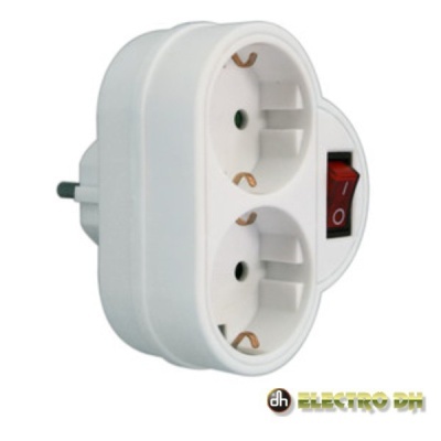 TOMADA ELÉTRICA C 2 SAÍDAS INTERRUPTOR BRANCO EDH