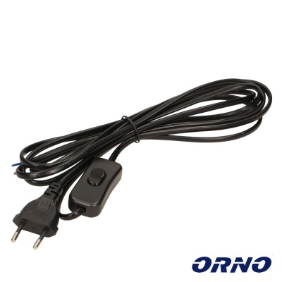 Cabo elétrico preto com tomada e interruptor