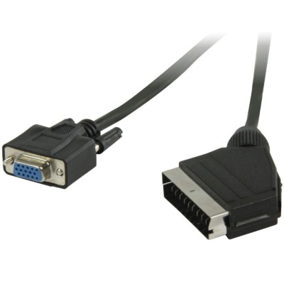 Cabo com conector VGA e SCART preto