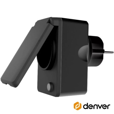 Tomada Elétrica Schuko Inteligente Wifi Preto IPX4 DENVER