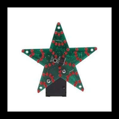 Estrela eletrónica com LEDs vermelhos em circuito impresso verde