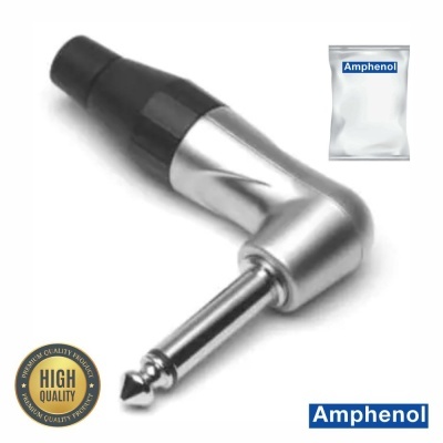 Ficha Jack 6.35mm Macho 2p 90º Mono Niquelada AMPHENOL