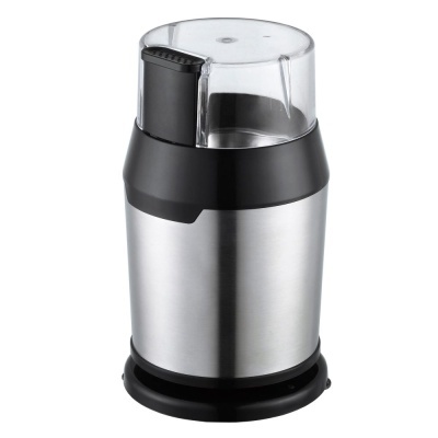 Moedor de café elétrico prata com tampa transparente