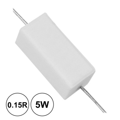 Resistor elétrico branco retangular com terminais metálicos
