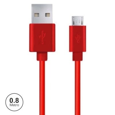 Cabo USB vermelho com conector USB e micro USB