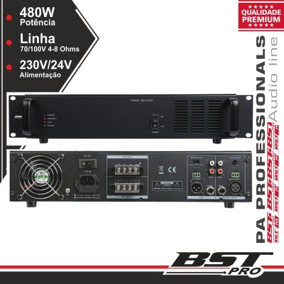 AMPLIFICADOR 19" 2U 1 CANAL PA 100V 23024V 480W BSTPRO