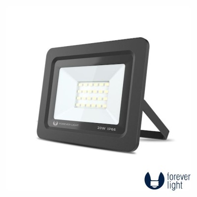 Projetor LED quadrado preto Forever Light 20W IP66 com múltiplas luzes LED