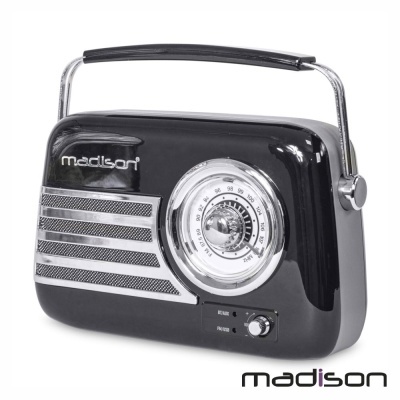 Rádio FMAUXBTUSB Extra Bass Vintage 30W Preto MADISON