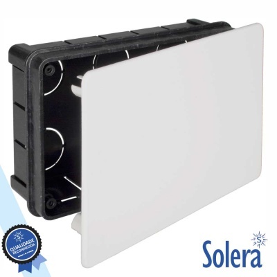 Caixa eléctrica embutida com tampa branca e corpo preto