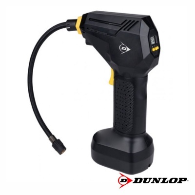 Bomba de ar portátil preta e amarela Dunlop com visor digital