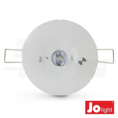 Luz de teto embutida redonda branca com botão de teste e lâmpada LED ao centro