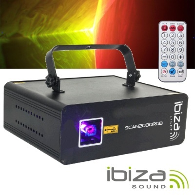 Projetor laser Ibiza Sound SCAN200RGB com controle remoto branco