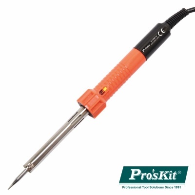 Ferro de soldar Pro'sKit com pega laranja e preto e ponta metálica fina