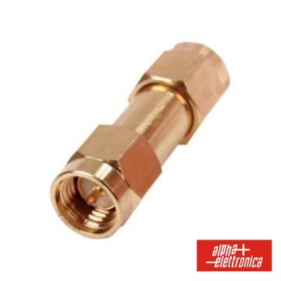 Conector coaxial dourado com rosca e contacto central