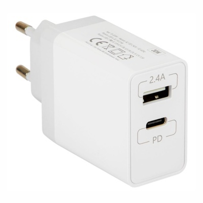 Alimentador Compacto USB  USB-C 5V 3A Branco PD