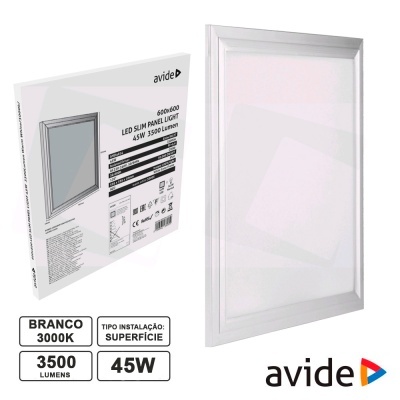 Painel LED quadrado branco Avide 600x600 para instalação em superfície