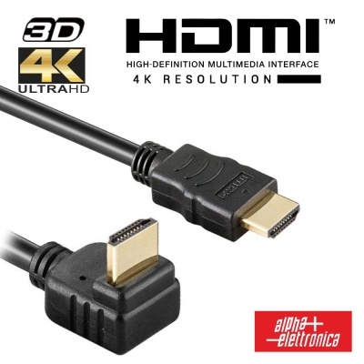 Cabo HDMI Dourado Macho  Macho 2.0 4K Preto 2m 270º ALPHA