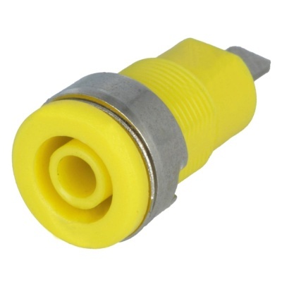 Conector RCA fêmea amarelo com metal prateado