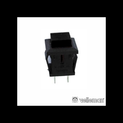 Interruptor de botão preto quadrado com terminais metálicos