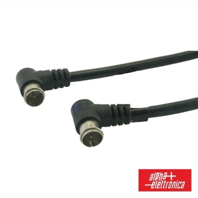 Cabo preto com conectores em ângulo e logo alpha elettronica