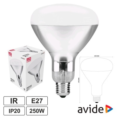 Lâmpada transparente grande com base E27 e embalagem branca Avide