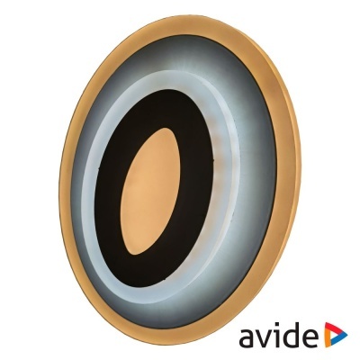 Aro de luz circular com camadas coloridas e marca avide