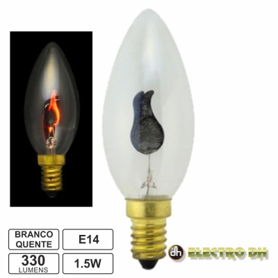 Lâmpada LED formato vela transparente com base E14 dourada e selo Electro DH