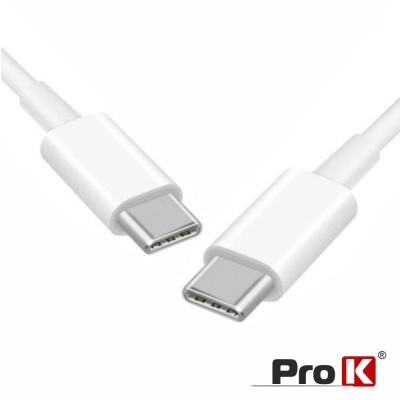 Cabo USB branco USB tipo C com logótipo Pro K