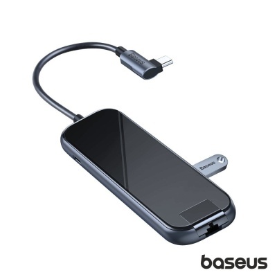 Adaptador Baseus USB tipo C preto com porta Ethernet