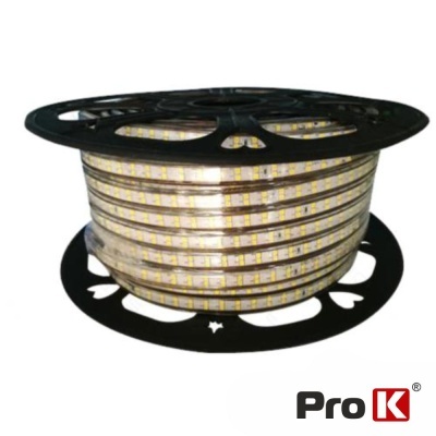 FITA 9000 LEDS 2835 IMPERMEÁVEL BRANCO QUENTE 220V 50M PROK