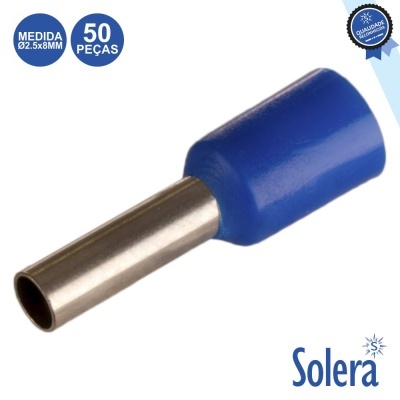 TERMINAL PONTEIRA ISOLADO Ø2.5x8MM 50X AZUL SOLERA