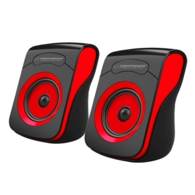 Conjunto 2 Colunas Pc 2.0 2x3W USB PretoVermelho Flamenco