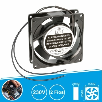 Ventoinha 230V 92x92x25mm 2 Fios KLA230AP092CBWH LUFT