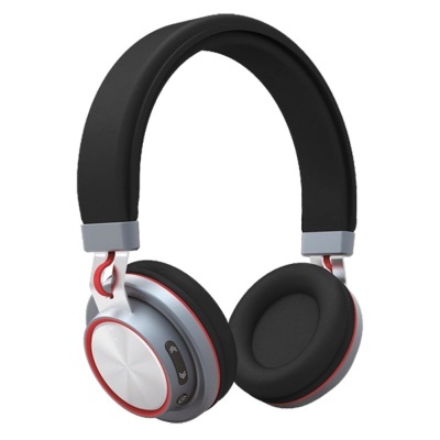 Auriculares wireless over-ear preto e cinzento com detalhes vermelhos
