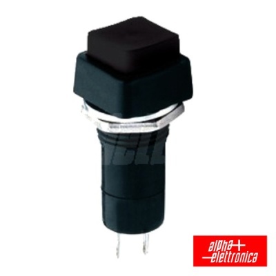 Botão interruptor eléctrico preto quadrado com pinos metálicos