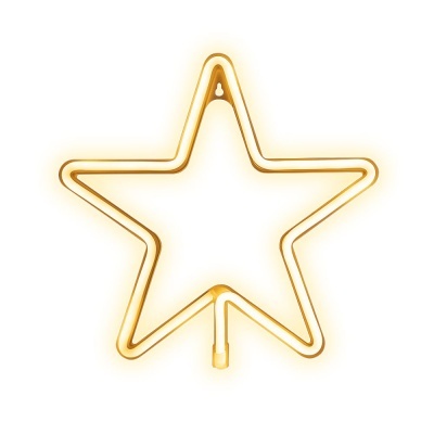 Luz de néon amarela em forma de estrela