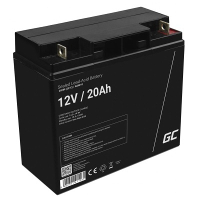 Bateria selada chumbo-ácido preta 12V 20Ah com texto branco e terminais metálicos