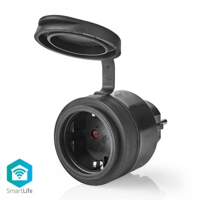 Tomada elétrica preta com tampa e ficha macho europeia