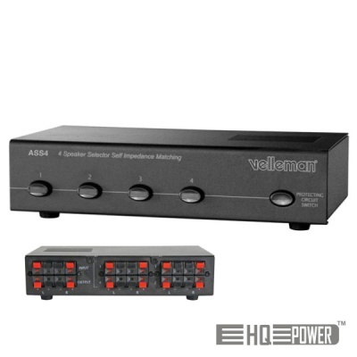 Selector de colunas Velleman ASS4 preto com botões e conectores